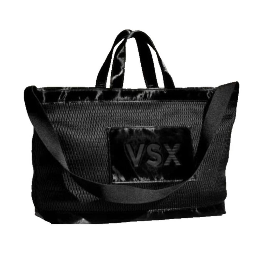 NEW Victoria's Secret VSX Black Mesh Large Tote Weekender Gym Bag Handles Strap
